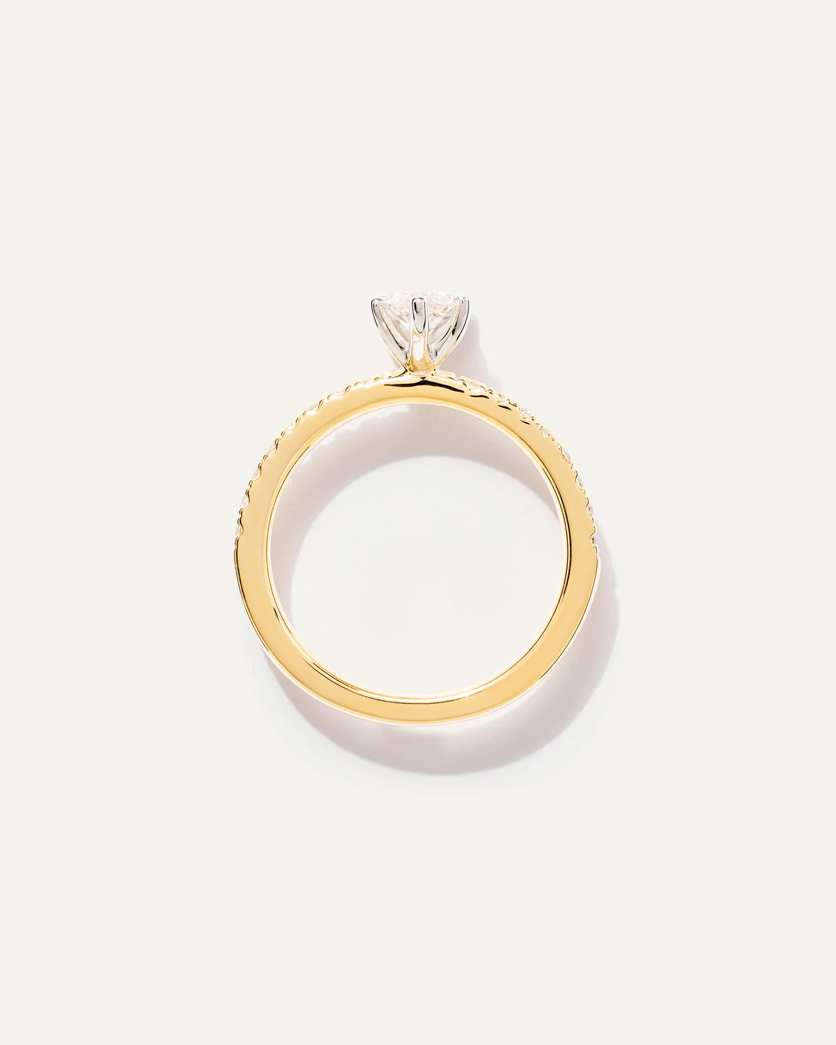 Lab Grown Diamond Marquise Petite Pave Engagement Ring - 1ct - 4 / Yellow Gold