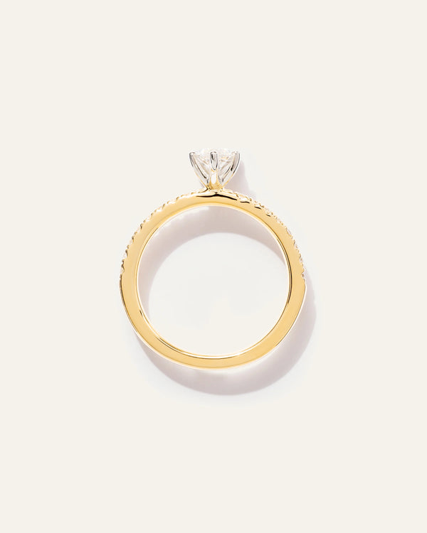 Lab Grown Diamond Marquise Petite Pave Engagement Ring - 1ct - 4 / Yellow Gold
