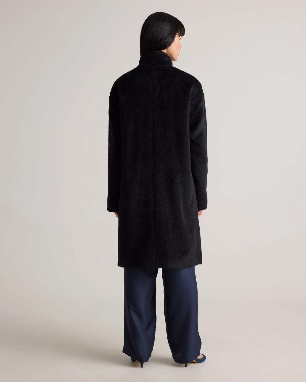 Alpaca-Wool Stand Collar Coat - XS / Rustic Brown