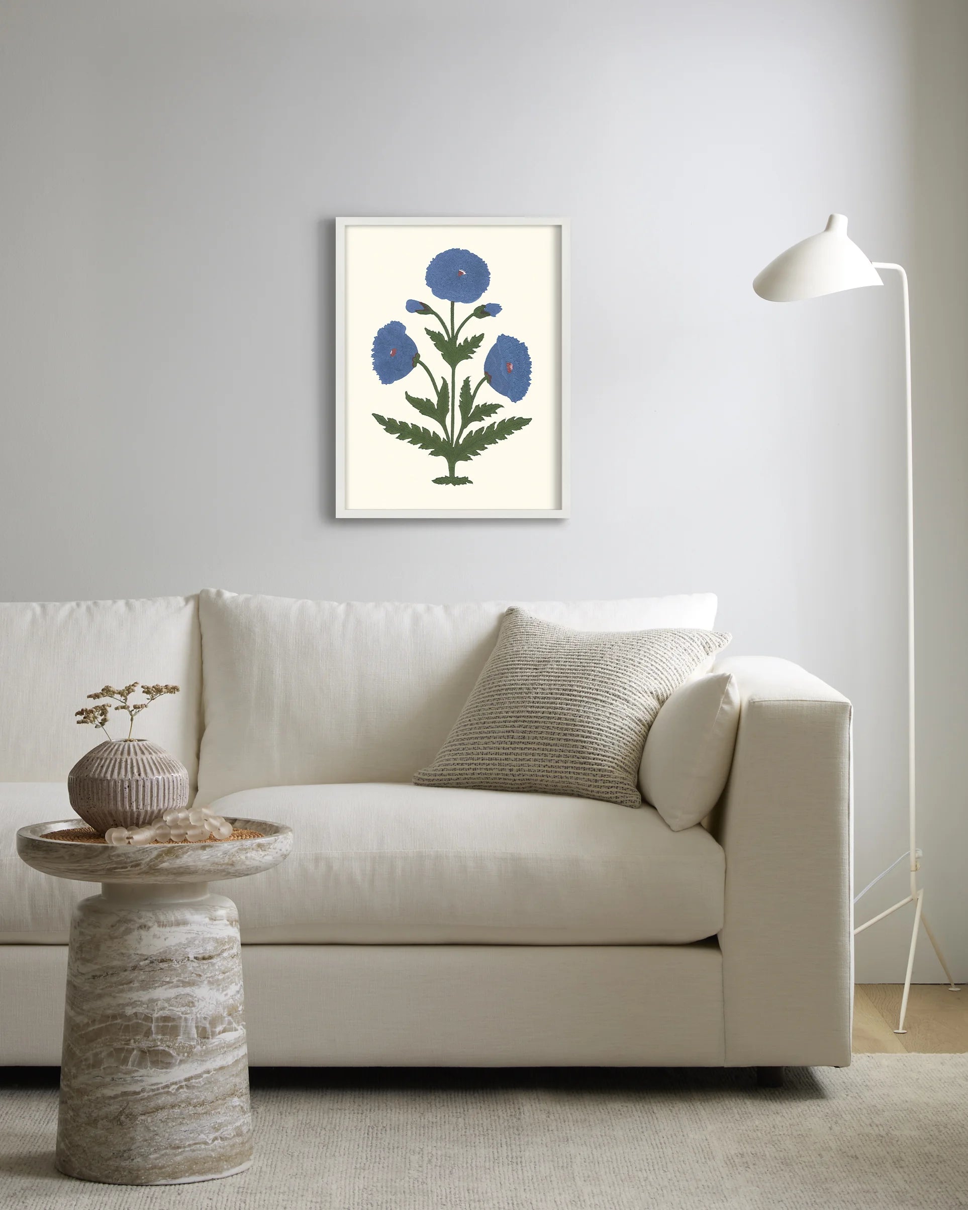 Blue Mughal Poppy Antique Print - 21.25"x26.25" / White Secondary image