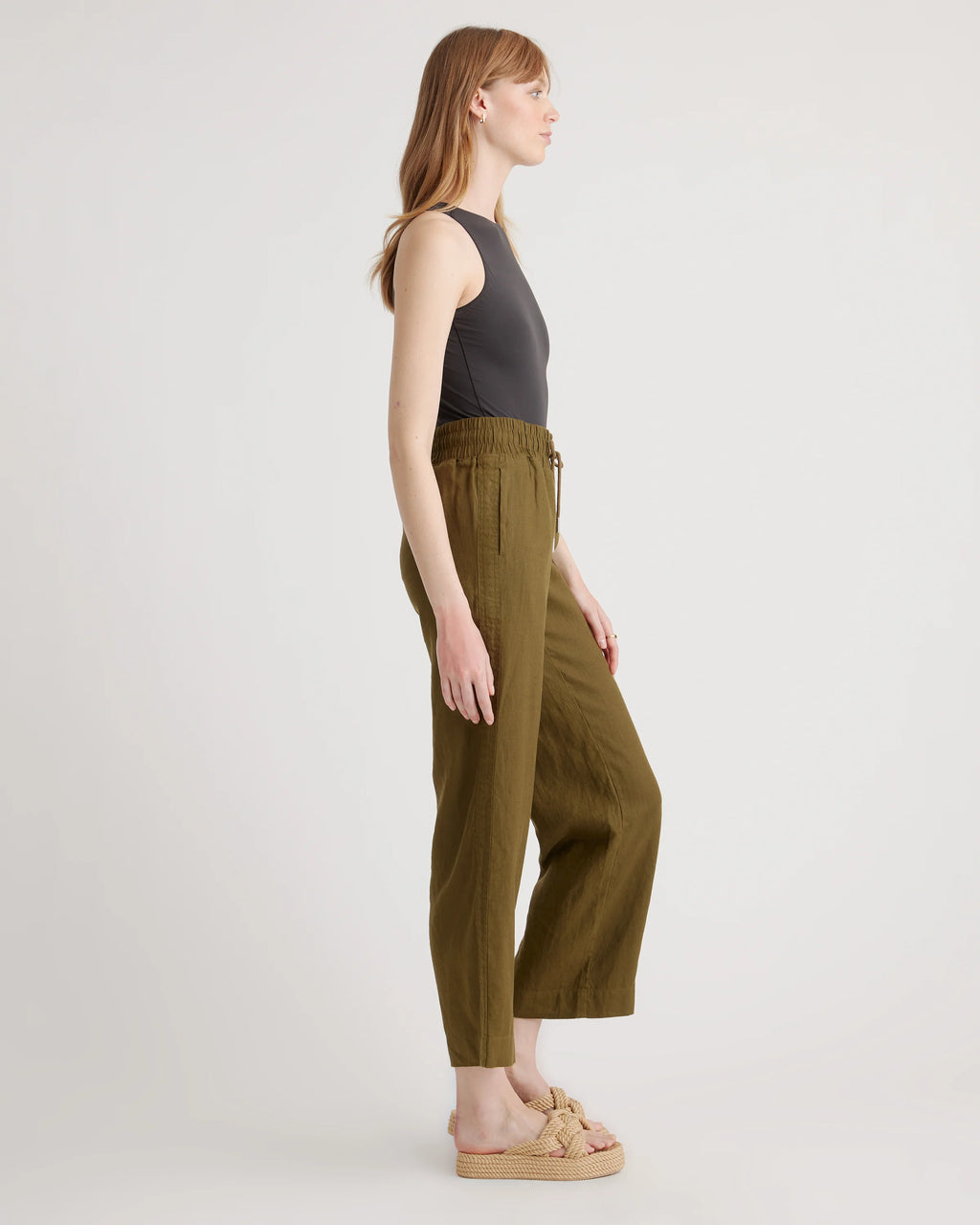 100% European Linen Wide Leg Pants - XS / Flax
