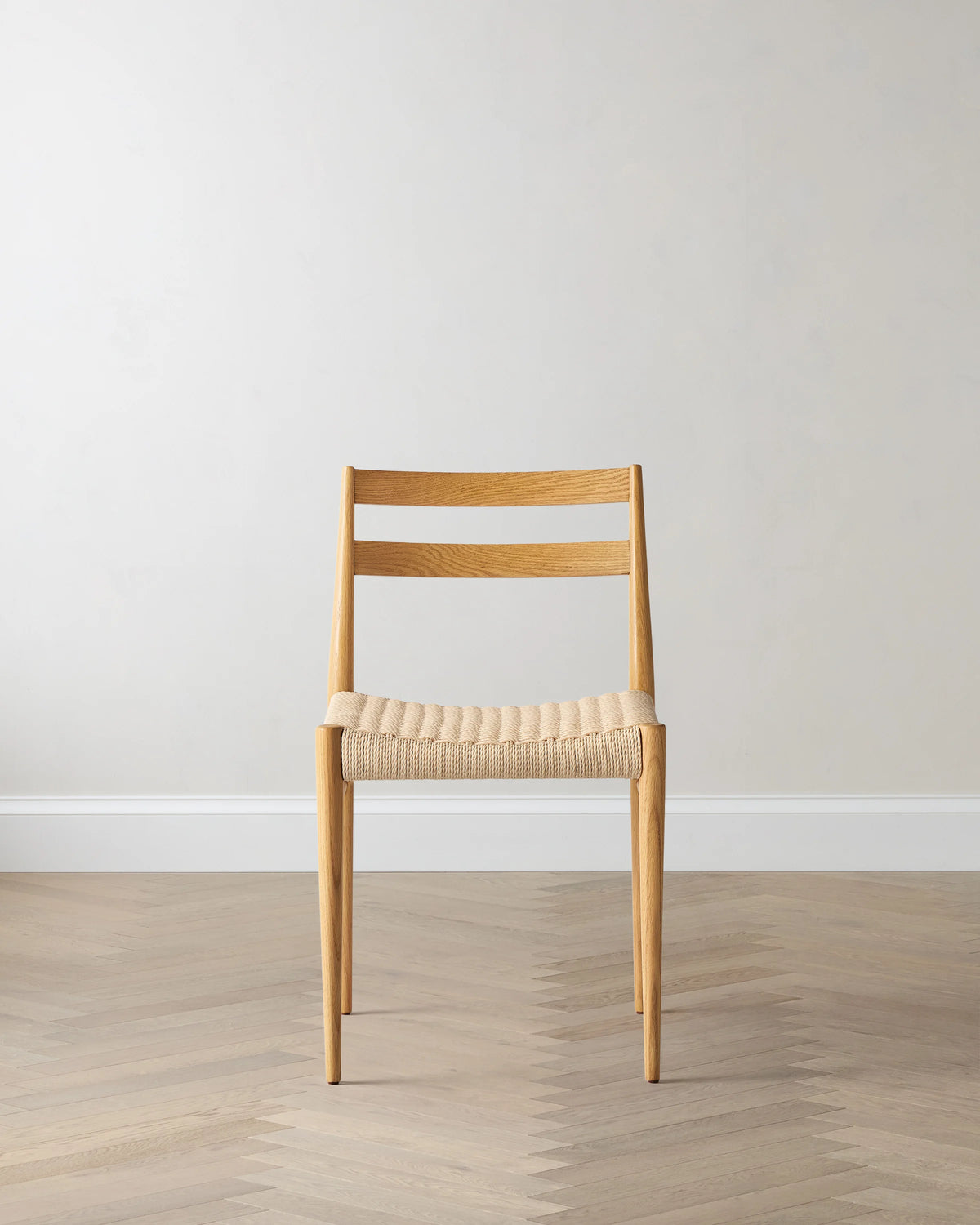 Solid Oak Dining Chair with Paper Cord Seat (Set of 2) - Set of 2 / Light Oak Main image