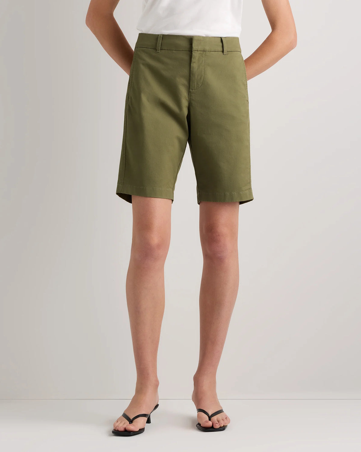 Organic Stretch Cotton Chino Bermuda Shorts - 0 / Bayberry Olive Main image