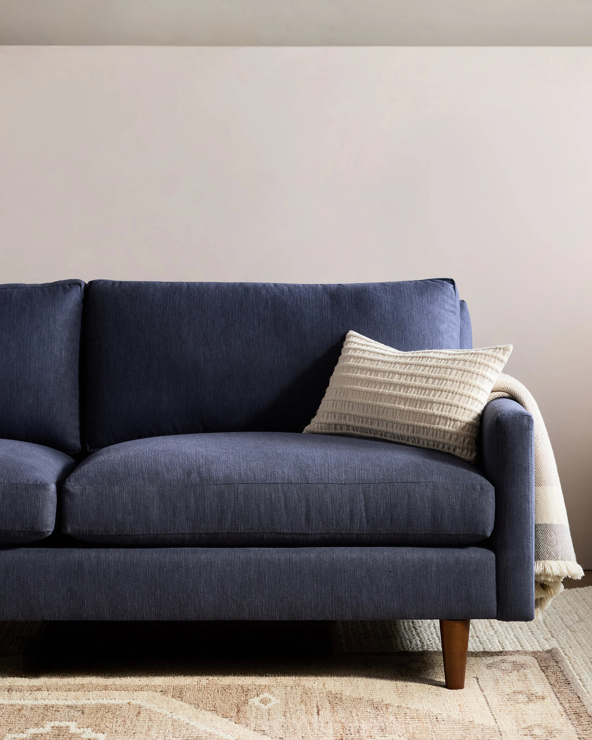Atlas Midcentury Sofa in Performance Velvet - 6ft / Ivory