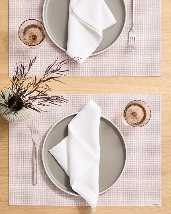 Mini Basketweave Easy-Care Rectangular Placemat, Set of 4 by Chilewich - One Size / Parchment