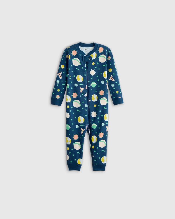 100% Organic Cotton One Piece Pajama - 0-3M / Navy Stripe