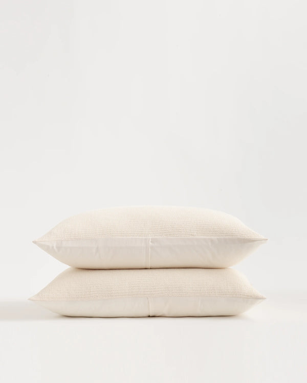 Organic Cotton Waffle Stripe Sham Set - Standard / Sand
