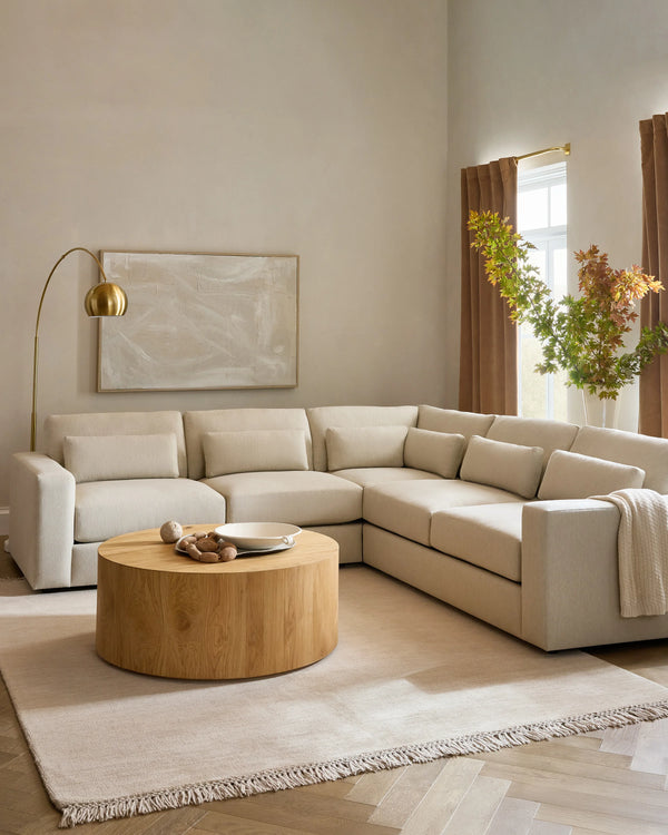 Ashford Deep Seat L Sectional in Performance Basketweave - 119x119 / Fog