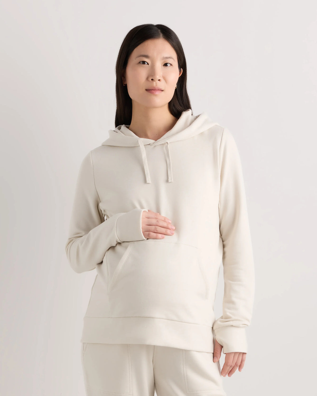 SuperSoft Fleece Maternity & Nursing Hoodie - XS / Off-White Main image