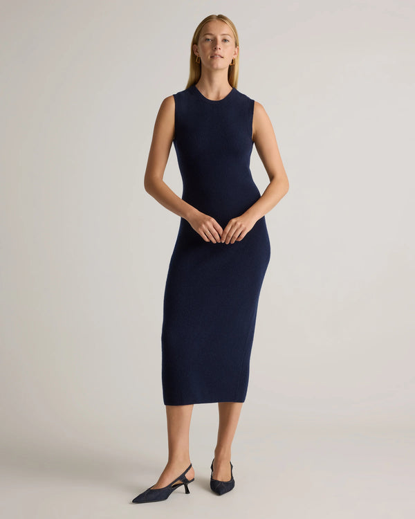 Mongolian Cashmere Sleeveless Midi Sweater Dress - XS / Black