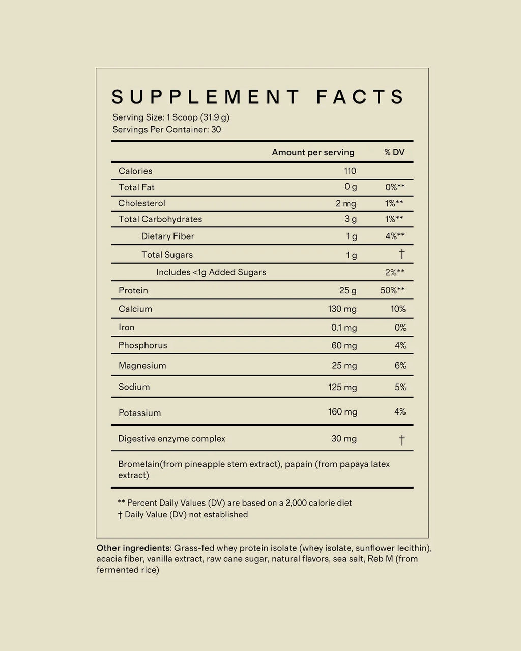 Grass-Fed Whey Protein Isolate - 30 Servings / Vanilla Bean