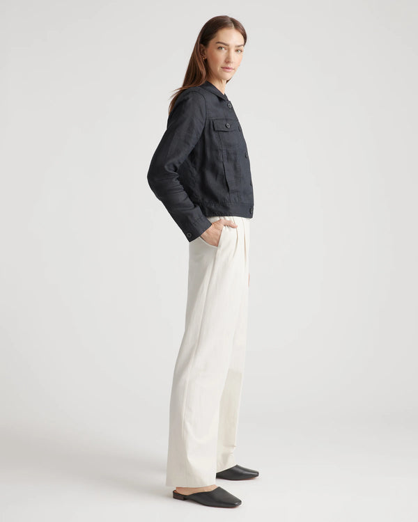 100% European Linen Jacket - XS / Flax