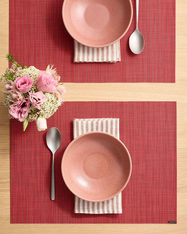 Mini Basketweave Easy-Care Rectangular Placemat, Set of 4 by Chilewich - One Size / Parchment