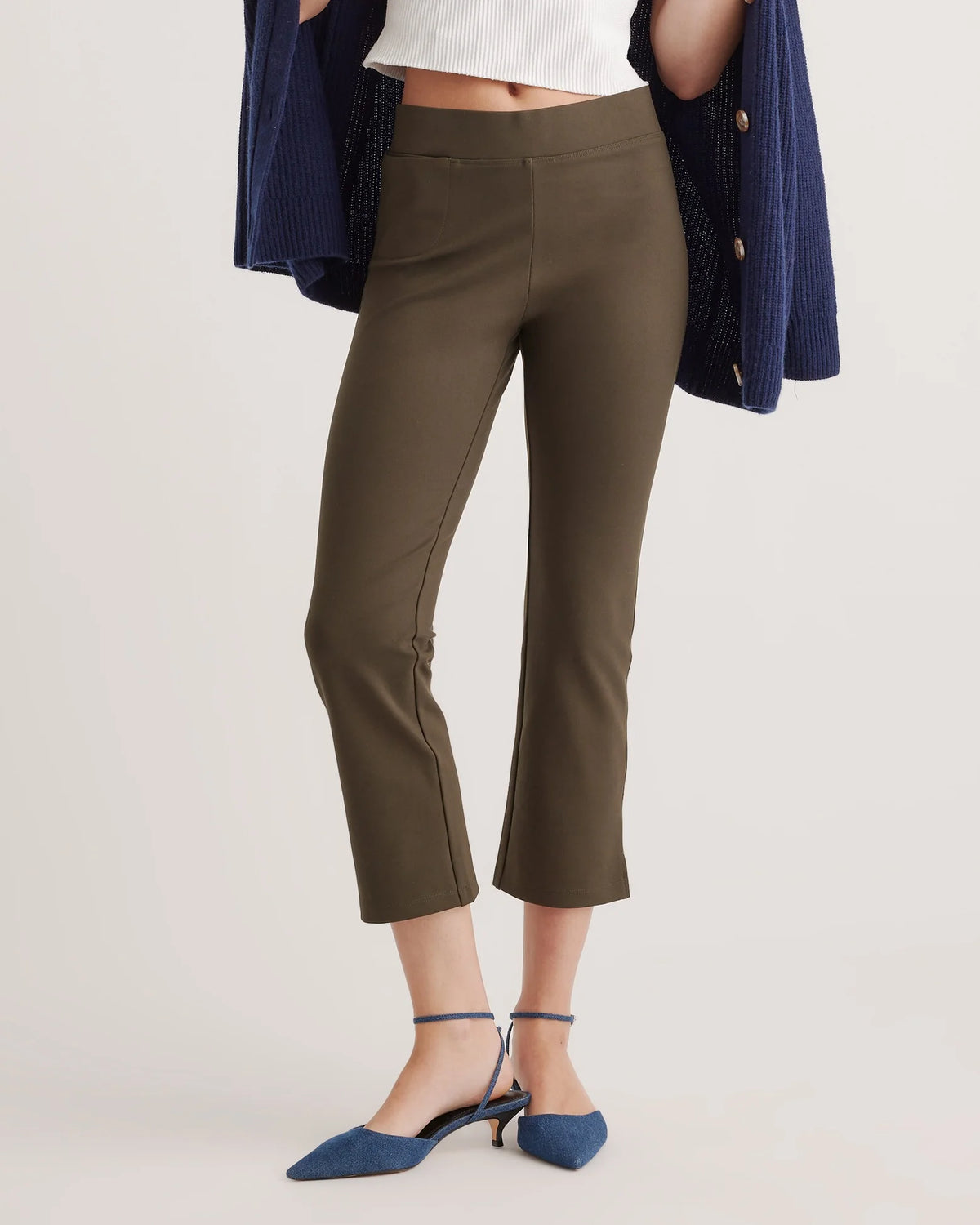 Ultra-Stretch Ponte Kick Flare Pants - XS / Olive Main image