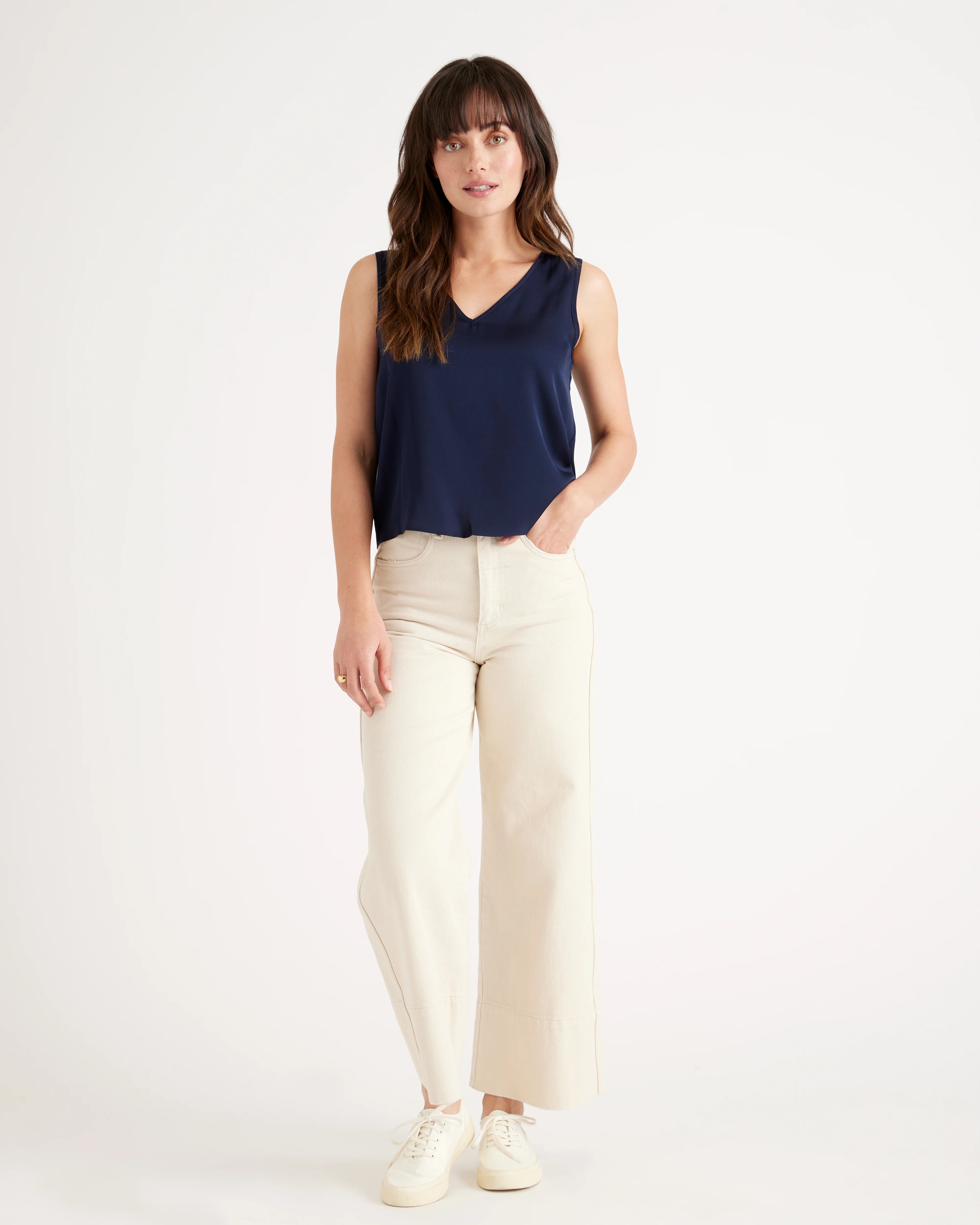 Washable Stretch Silk Tank - XS / Navy Secondary image