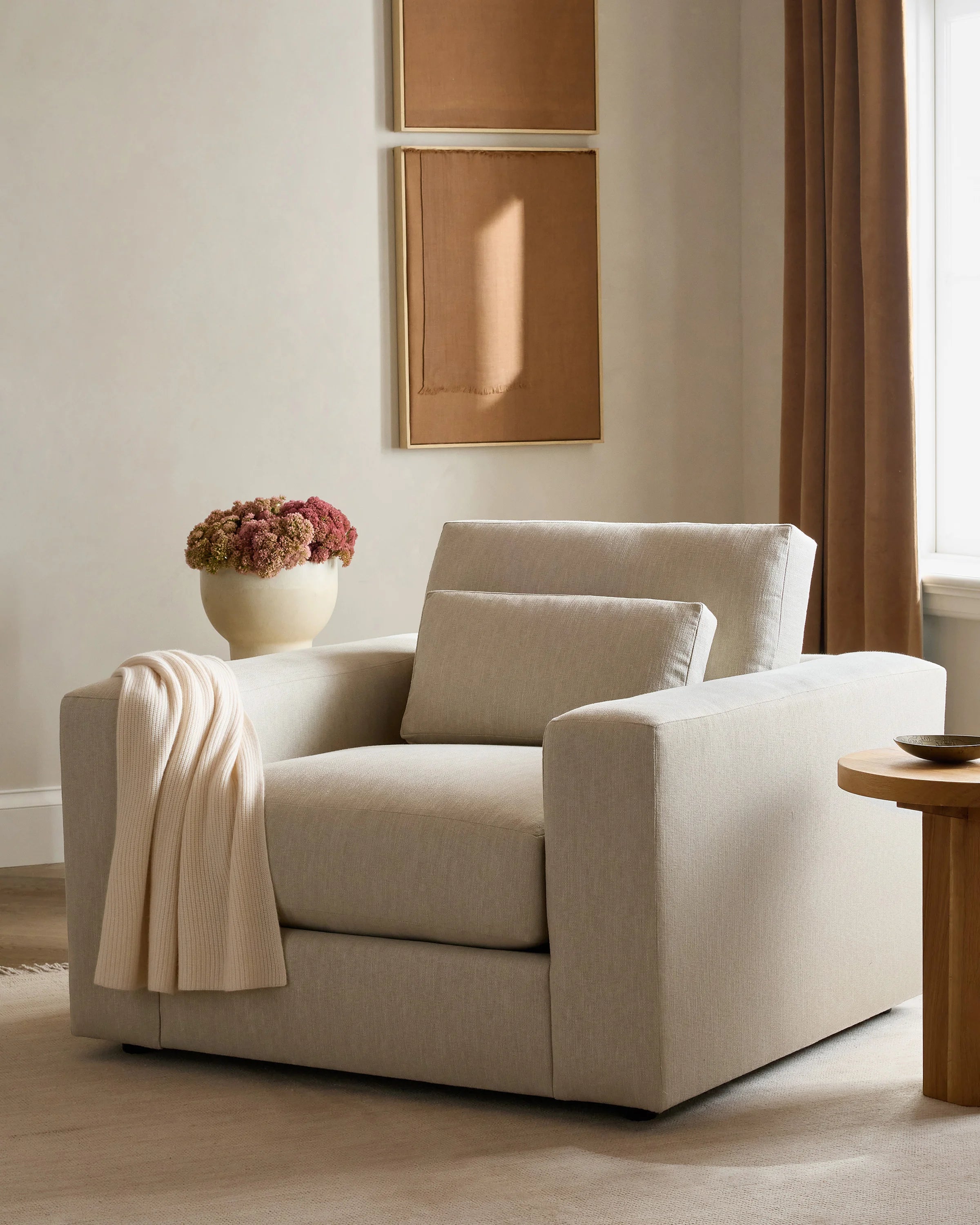 Ashford Deep Seat Chair and a Half in Performance Chenille Linen Blend - 46" / Snow Secondary image