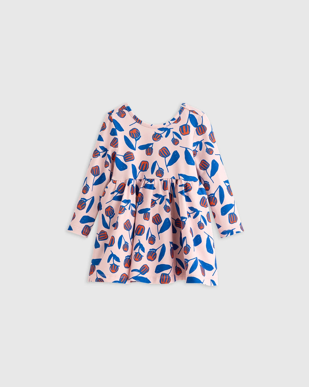 Organic Cotton Long Sleeve Skater Dress - 0-3M / Flower Buds Main image