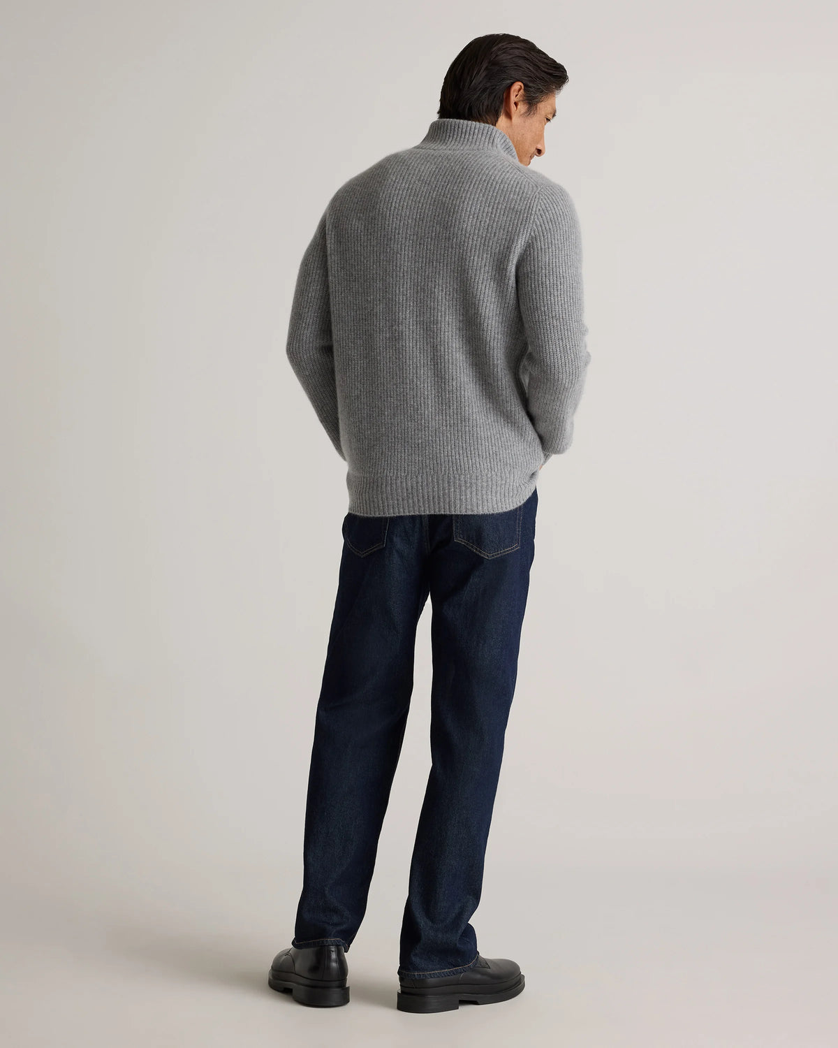 Mongolian Cashmere Fisherman Full Zip Sweater - S / Teak
