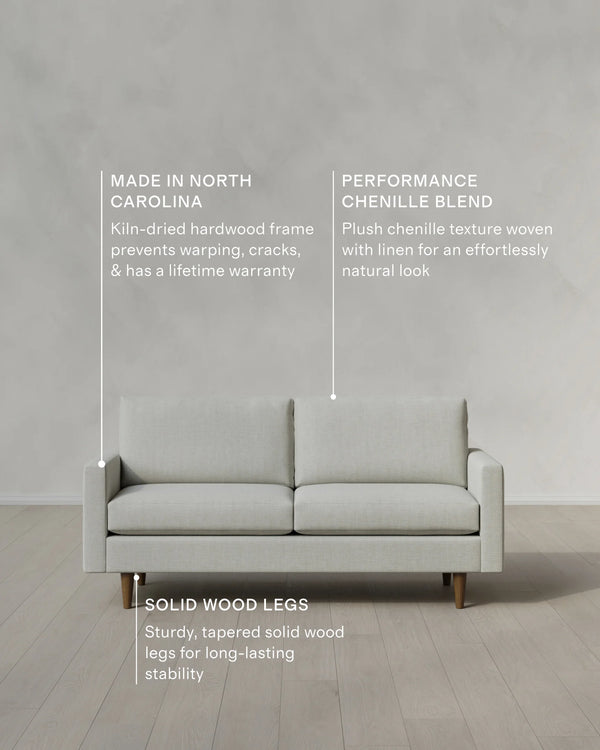 Atlas Midcentury Sofa in Performance Chenille Linen Blend - 6ft / Snow