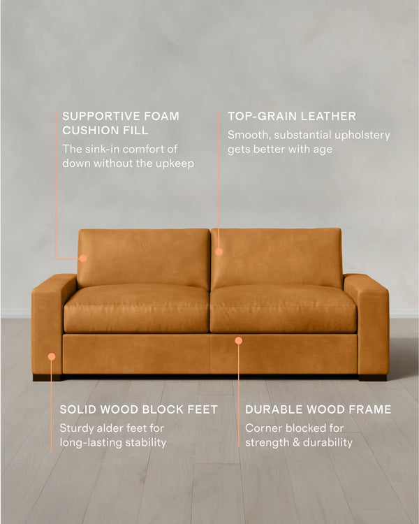 Stillman Sofa in Leather - 7ft / Auburn
