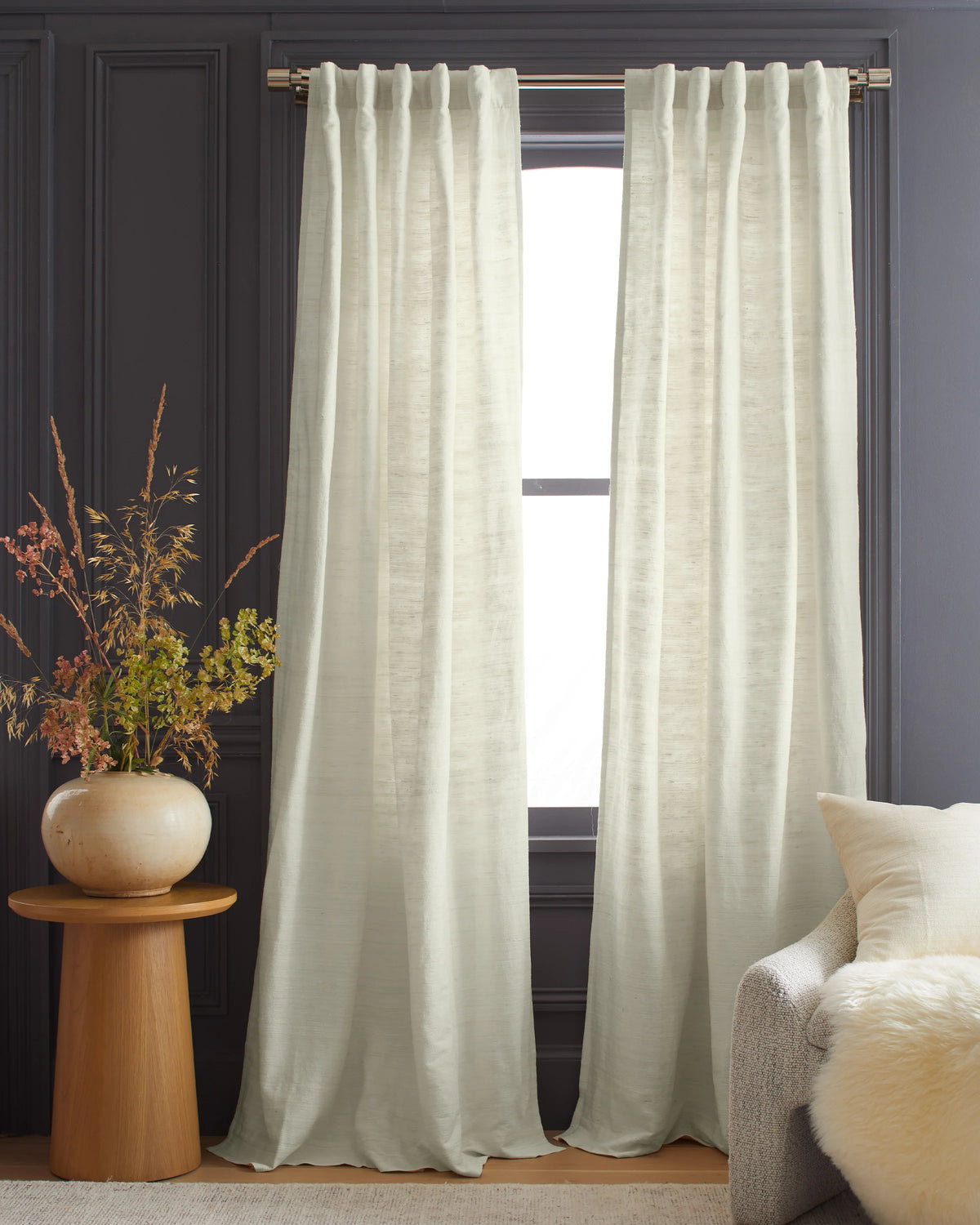 Raw Silk Curtain - Single Panel - 48x84 / Ivory Main image
