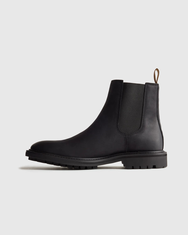 Rugged Leather Lug Sole Chelsea Boot - 7 / Firewood