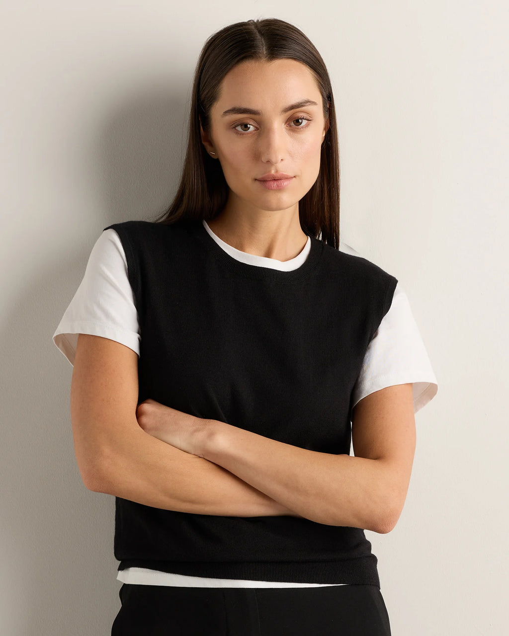 Lightweight Cotton Cashmere Sweater Tank - XS / Black