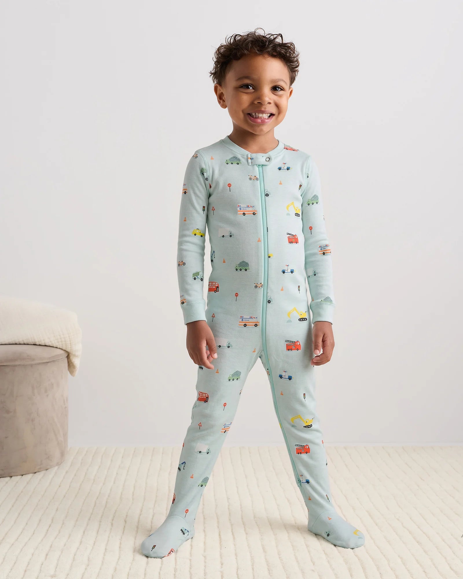 100% Organic Cotton Footie Pajama - 2T / Vehicles Secondary image