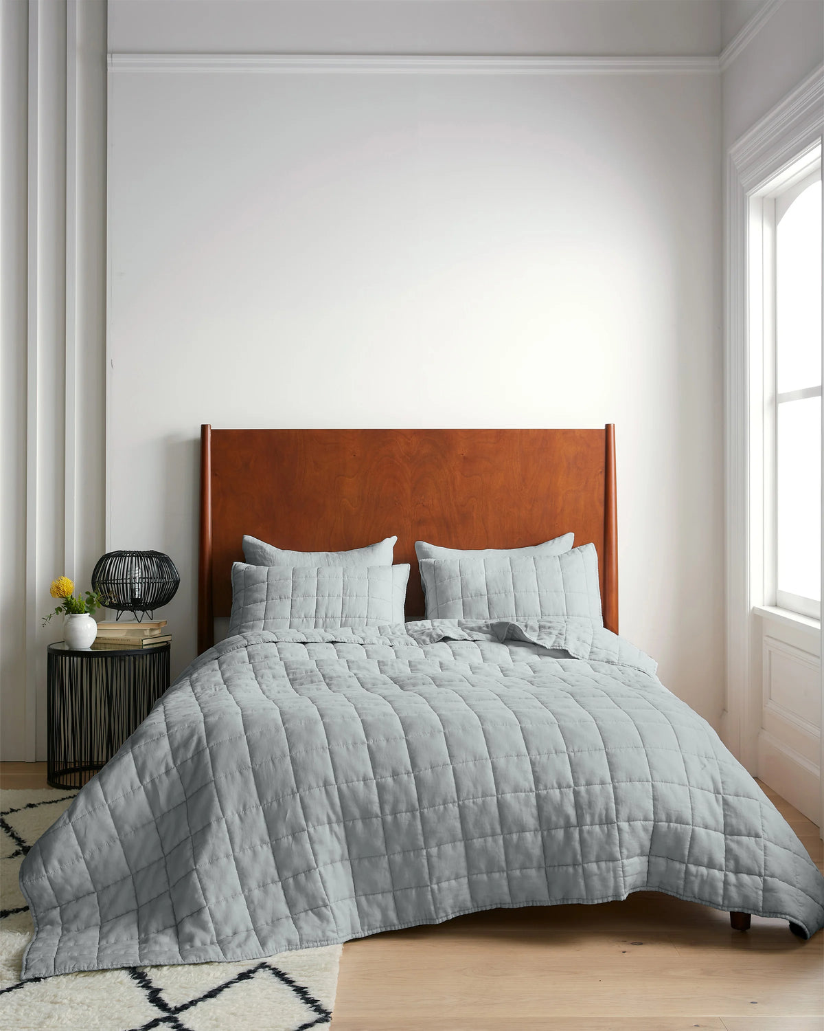 European Linen Box Quilt Set - Twin / Dusty Olive