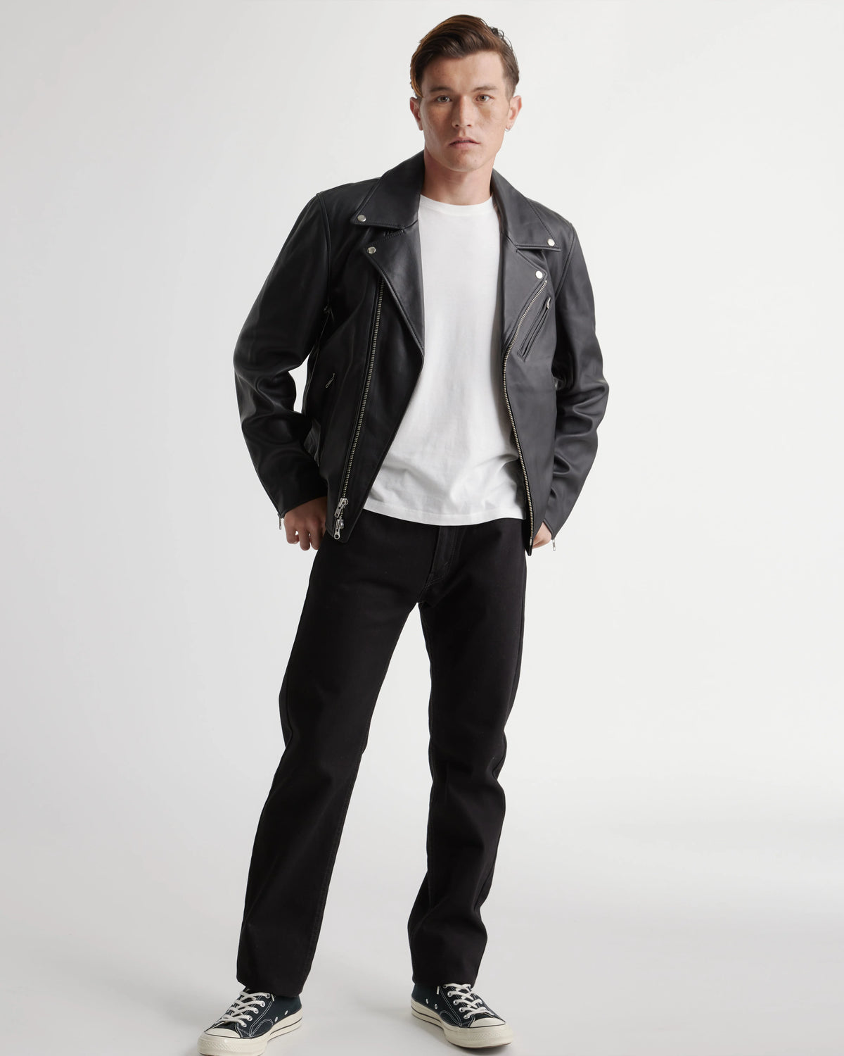 100% Leather Motorcycle Jacket - S / Black Main image