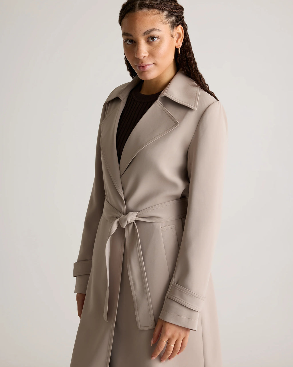 Stretch Crepe Trench Coat - XS / Olive