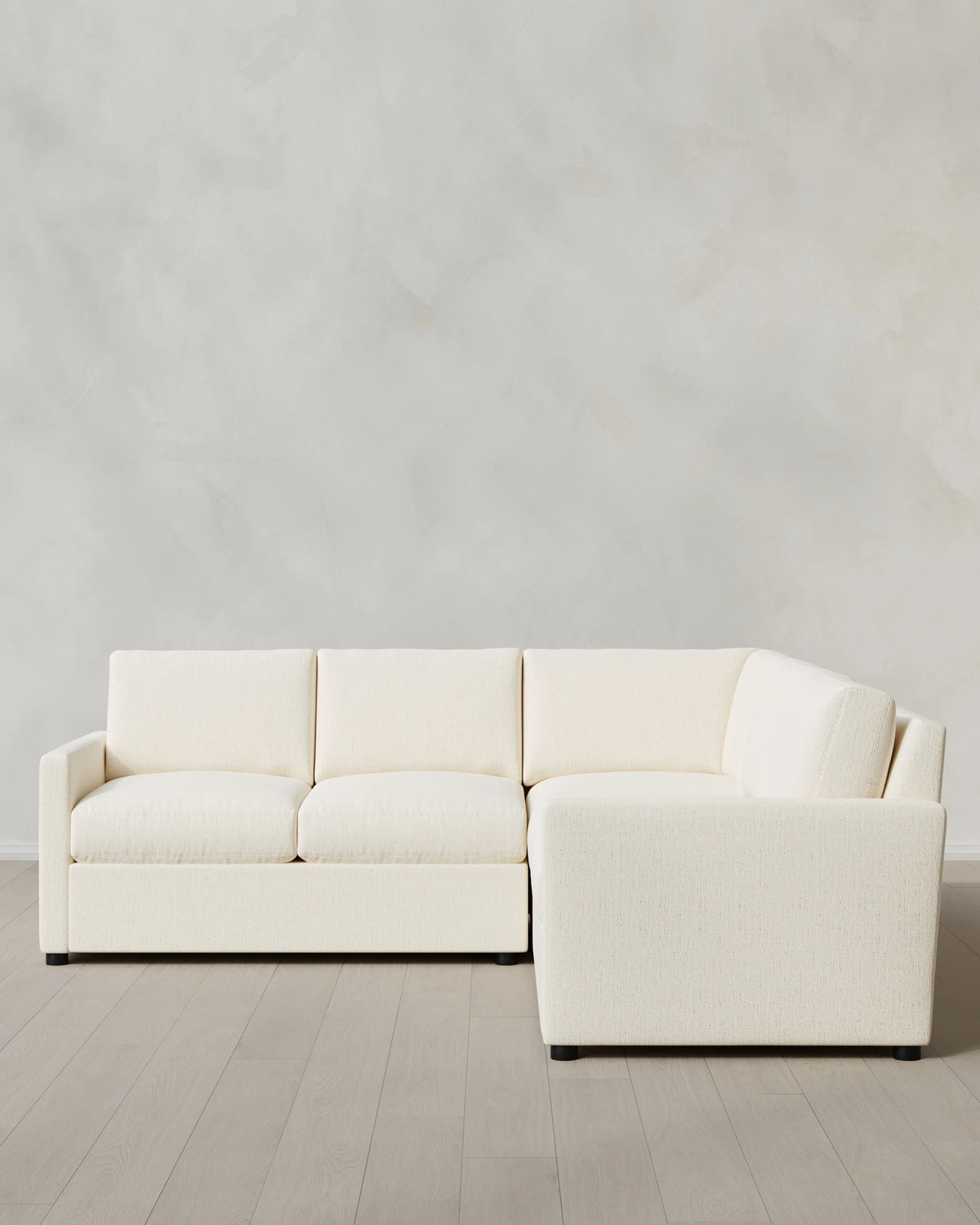 Brennan L Sectional in Performance Chenille Linen Blend - 99x99 / Snow Main image
