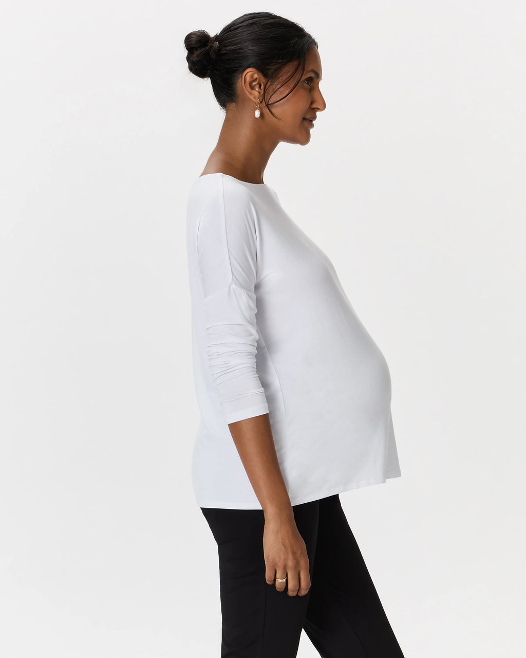 Bamboo Jersey Maternity Long Sleeve Tee (2-pack) - XS / Wine Tasting Red/Nocturnal Green