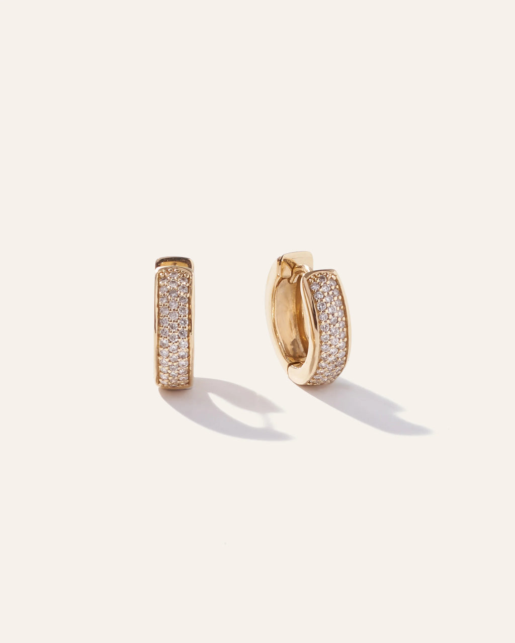 14K Gold Diamond Pave Multirow Huggie Hoops - One Size / Yellow Gold