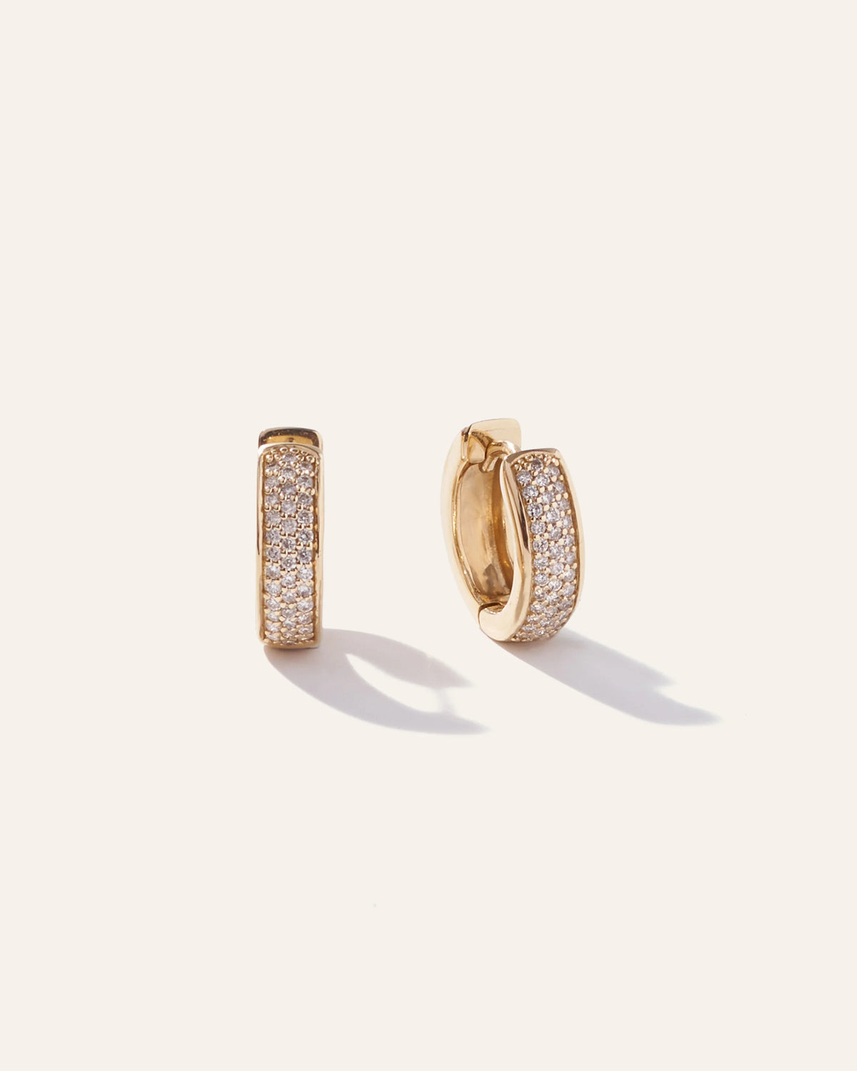 14K Gold Diamond Pave Multirow Huggie Hoops - One Size / Yellow Gold Main image