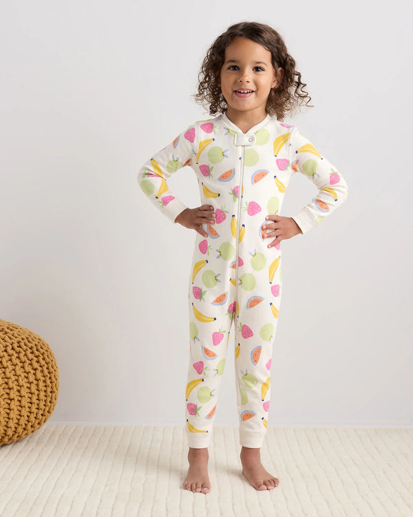 100% Organic Cotton One Piece Pajama - 2T / Navy Stripe