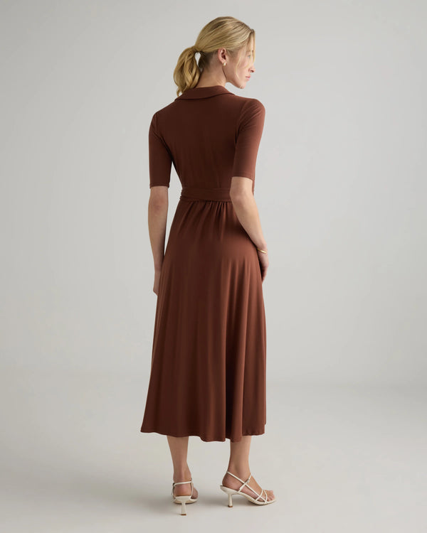 Tencel Jersey Midi Wrap Dress - XS / Brown