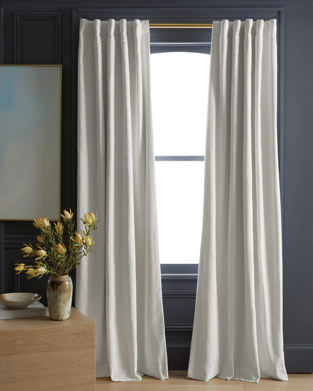 Cotton Velvet Room Darkening Curtain - Single Panel - 48x84 / Ivory Main image
