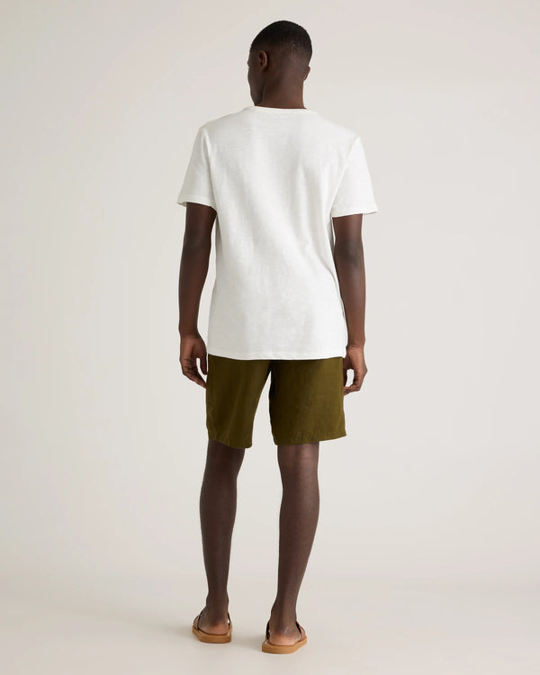 100% European Linen Shorts - 10" - S / Martini Olive
