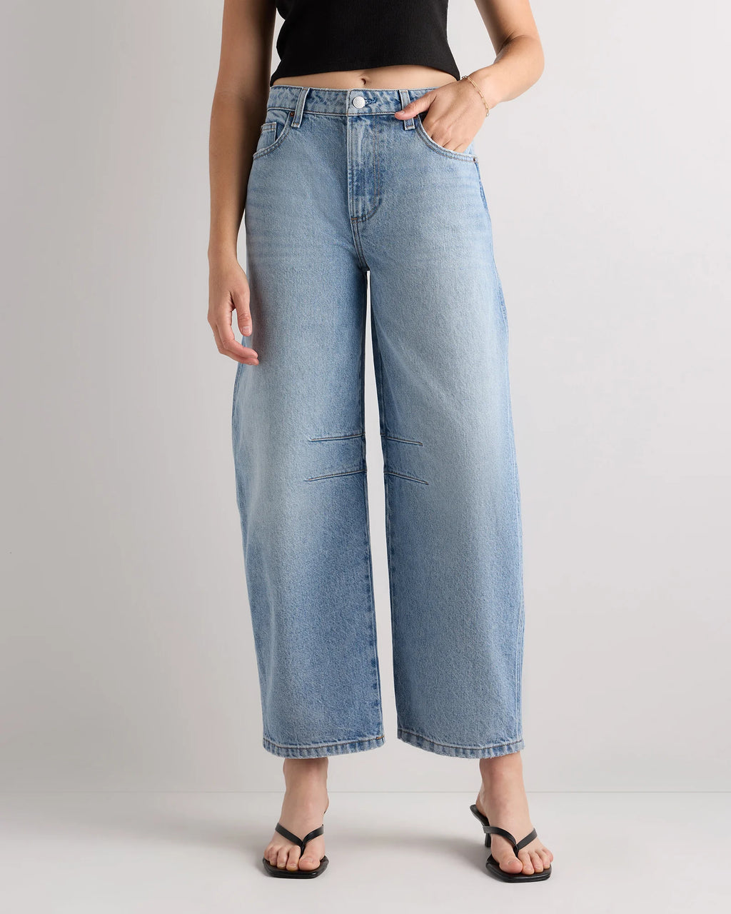 Maya Rigid Exaggerated Barrel Jeans - 24 / Powder Blue