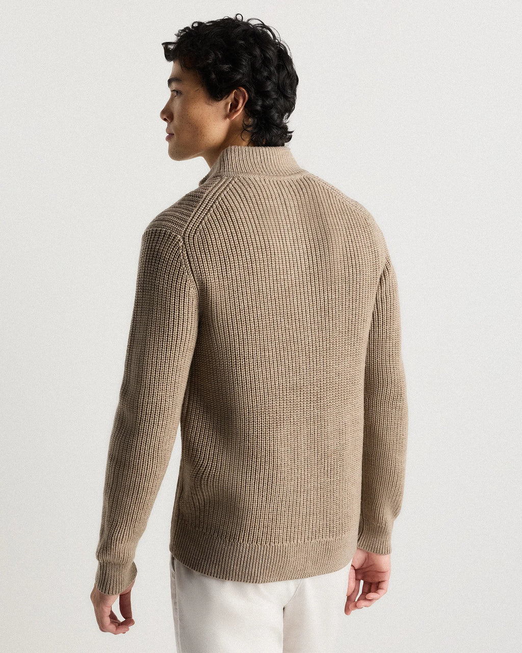 Australian Merino Wool Half Zip Sweater - S / Heather Bone