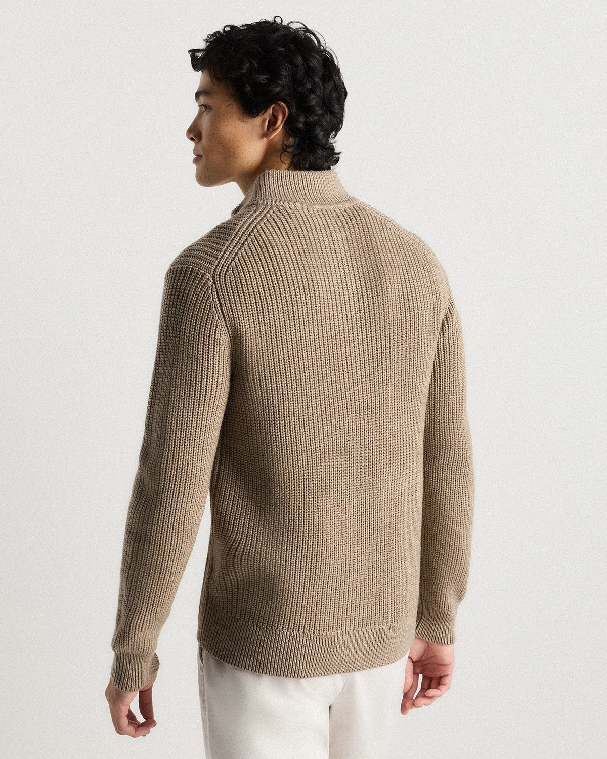 Australian Merino Wool Half Zip Sweater - S / Heather Bone