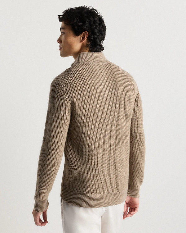 Australian Merino Wool Half Zip Sweater - S / Heather Bone