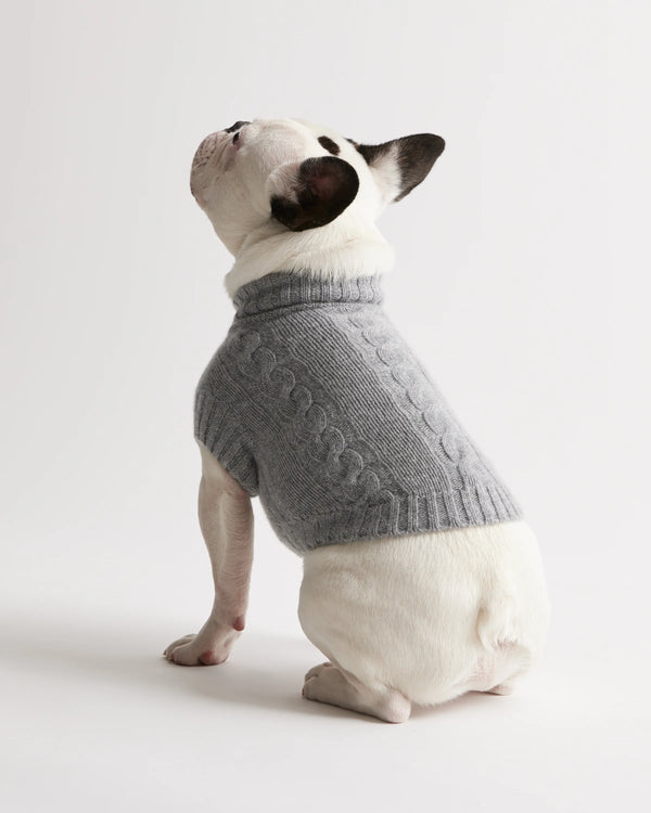 Mongolian Cashmere Cable Knit Dog Sweater - XS / True Navy