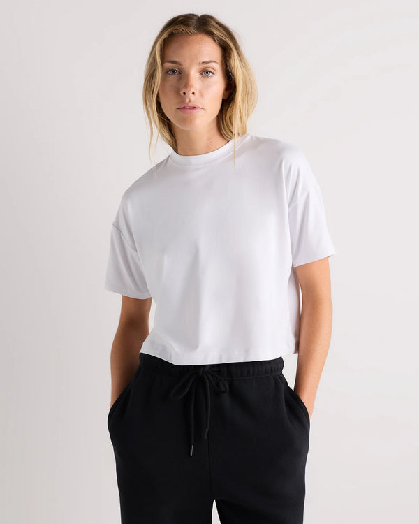 Flowknit Breeze Boxy Cropped Tee - XS / Heather Deep Navy