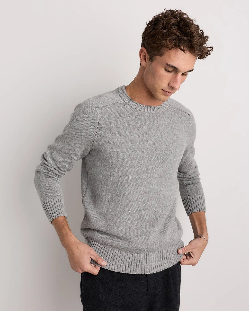 100% Organic Cotton Crewneck Sweater - S / Speckled Beige