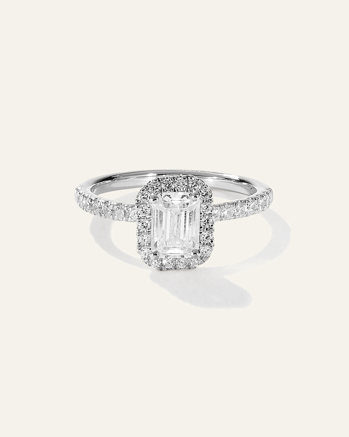 Lab Grown Diamond Emerald Halo Pave Engagement Ring - 1.50ct - 4 / Yellow Gold