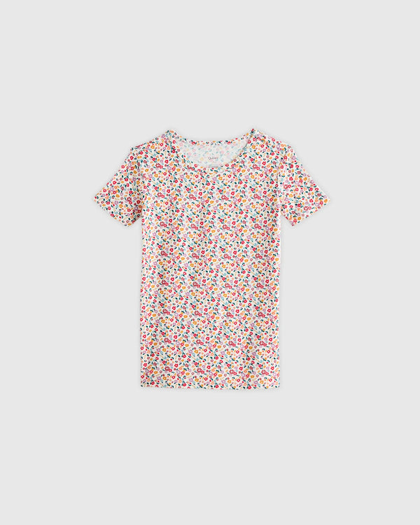 Bamboo Short Sleeve and Shorts Pajama Set - 2T / Lavender Hearts