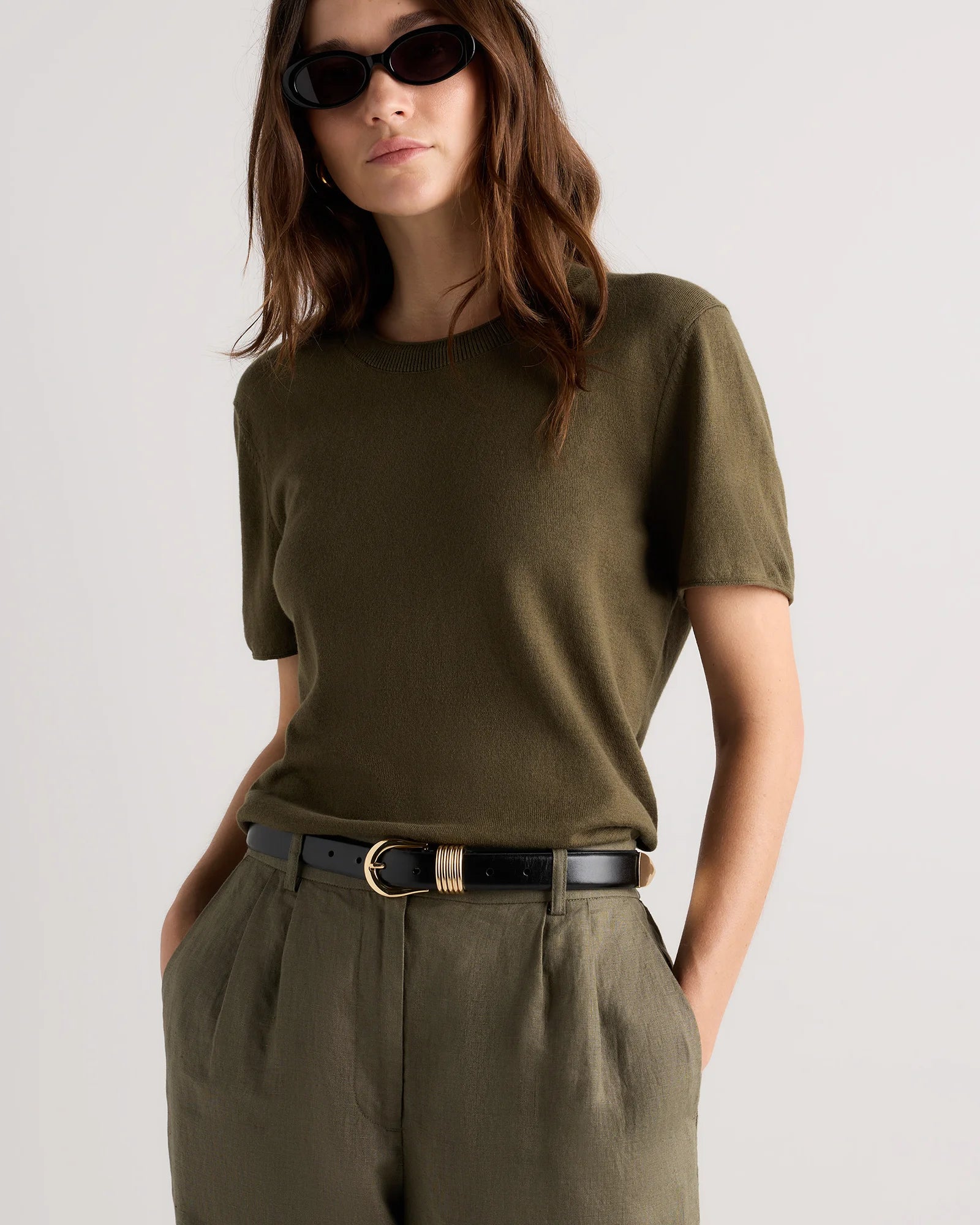 Daphne European Leather Multi Keeper Belt - XS / Black/Gold Secondary image