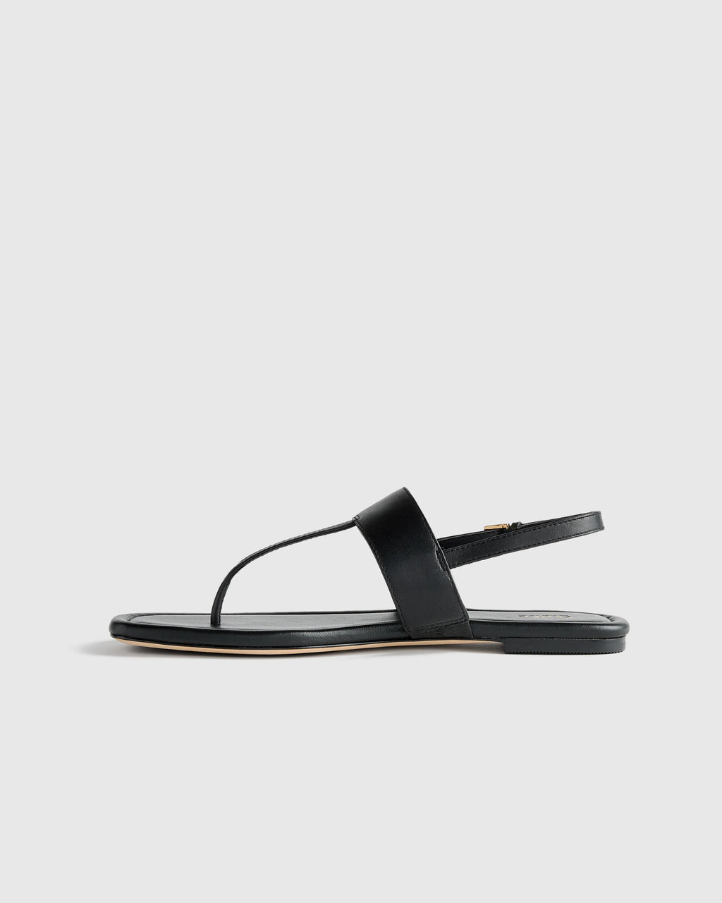Italian Leather T-Strap Sandal - 5 / Black